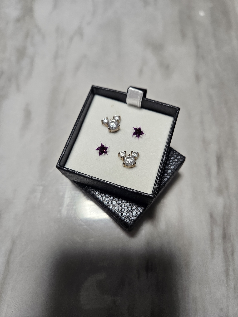 Gold-Tone Crystal Stud Earrings Set with Purple Accent - Women Jewelry